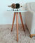 Mesa De Canto Lateral Pé Palito Branca com espelho 50 cm Diâmetro 70 cm Altura Casa Uai - Casa Uai Móveis