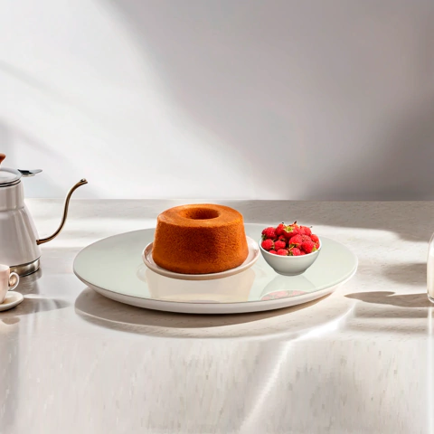 Prato Giratório 50 cm Diâmetro com Vidro Casa Uai Branco