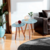 Conjunto Mesa De Canto Lateral Pé Palito Cinza com Vidro 40/50 cm Diâmetro 50/60 cm Altura Casa Uai