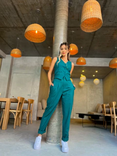 CALÇA AURORA LINHO VERDE PETRÓLEO - comprar online