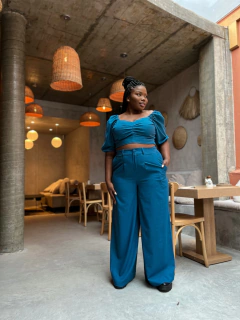 PANTALONA AURORA LINHO AZUL ÍNDIGO