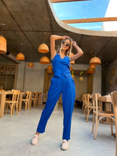 CALÇA AURORA LINHO AZUL ROYAL - SUNNY SOUL