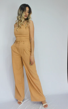 PANTALONA AURORA LINHO AMÊNDOA