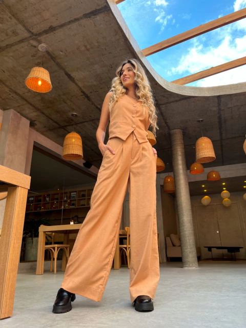 PANTALONA AURORA LINHO AMENDOA