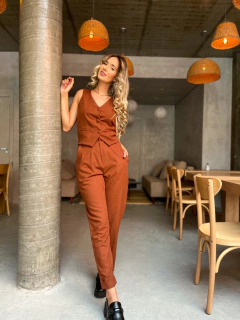 CALÇA AURORA LINHO MARROM - SUNNY SOUL