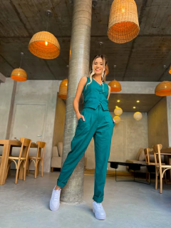 CALÇA AURORA LINHO VERDE PETRÓLEO - SUNNY SOUL