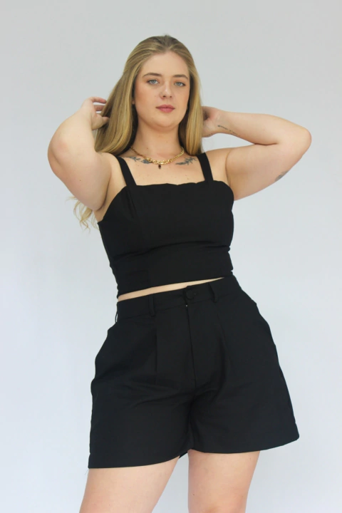 SHORTS AURORA LINHO PRETO