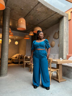 PANTALONA AURORA LINHO AZUL ÍNDIGO - comprar online