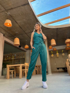 COLETE LINHO LEOPOLDINA VERDE PETRÓLEO - loja online