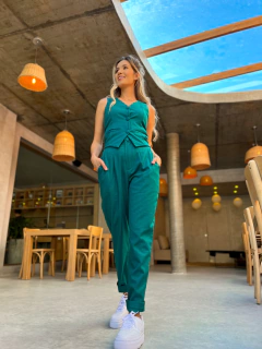 Imagem do COLETE LINHO LEOPOLDINA VERDE PETRÓLEO