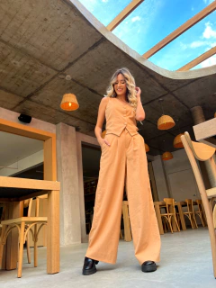 PANTALONA AURORA LINHO AMENDOA na internet