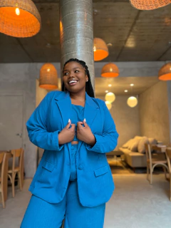 BLAZER VENEZA LINHO AZUL ÍNDIGO - comprar online