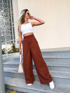 PANTALONA AURORA LINHO MARROM - comprar online