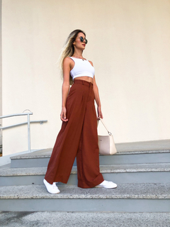 PANTALONA AURORA LINHO MARROM - comprar online