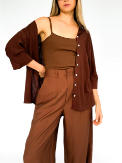 CAMISA FRESCOR VISCOLINHO MARROM - comprar online