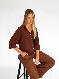 CAMISA FRESCOR VISCOLINHO MARROM - comprar online