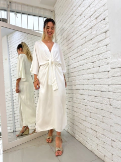 VESTIDO PIETRA VISCOSE MIDI OFF WHITE - loja online