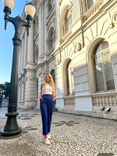 CALÇA AURORA LINHO MARINHO