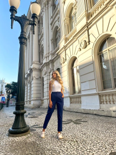 CALÇA AURORA LINHO MARINHO