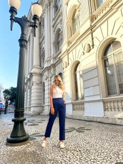 CALÇA AURORA LINHO MARINHO