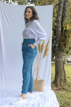 CALÇA AURORA LINHO AZUL ÍNDIGO na internet