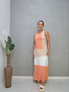 Vestido Tricolor Longo na internet