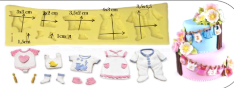 Molde de silicone Roupinhas de bebê cod 2017
