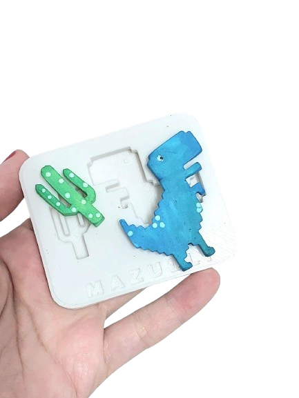 Molde de silicone cod 2744 cacto e dinossauro