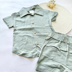 CONJUNTO CAMISA Y SHORT LINO VERDE - comprar online