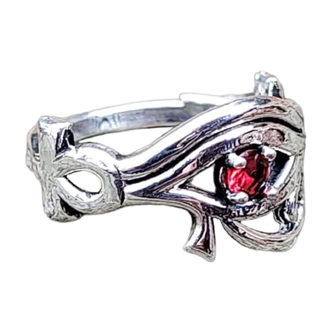 Anillo en Plata 925 Ojo de Horus con Ankh y Zirconia Cúbica