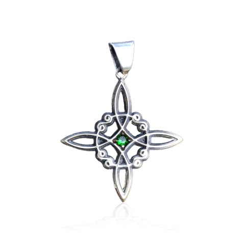 Dije Nudo de Brujas en Plata 925 con piedra