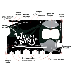 Cartão Wallet Ninja Ferramentas 18 em 1 - loja online