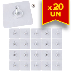 Kit 20 Ganchos Adesivos Multiuso prático sem furos na parede