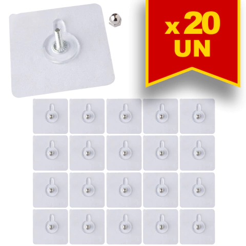Kit 20 Ganchos Adesivos Multiuso prático sem furos na parede
