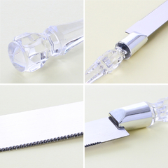 Kit Faca e Espátula para Bolo em Acrílico e Aço Inox na internet