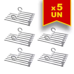 Kit 5 Cabide para Calças Múltiplo Aço Inox 5 espaços - comprar online