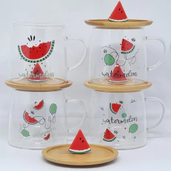 Caneca Xícara Vidro Duplo com Pires Tampa Bambu 250 ml - comprar online