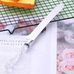 Imagem do Kit Faca e Espátula para Bolo em Acrílico e Aço Inox