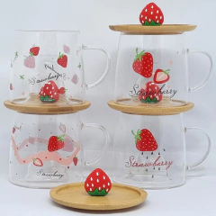 Caneca Xícara Vidro Duplo com Pires Tampa Bambu 250 ml - loja online