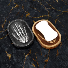 Saboneteira mão Esqueleto caveira Skull Hand em resina