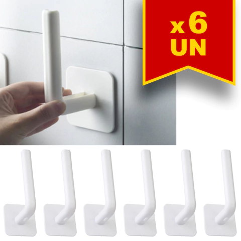 Kit 6 Ganchos Multiuso Adesivo Sem furo Sem sujeira