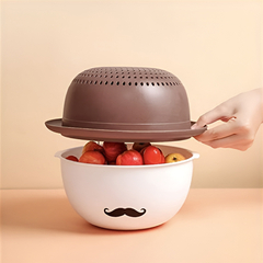 Kit Escorredor com Bacia Bigodinho Cavalheiro Mustache