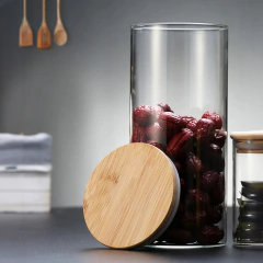 Kit 3 Potes Herméticos Vidro Tampa Bambu 25 x 10 cm 1800ml na internet