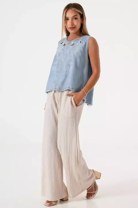 Blusa BANDANI JEAN BORDADA