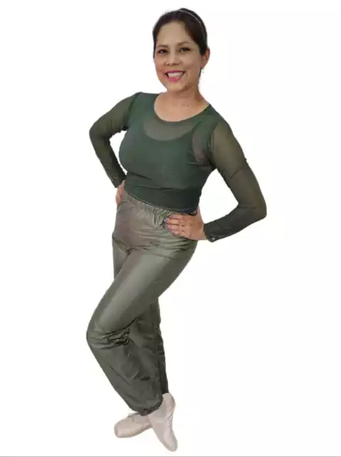 Calça de Aquecimento Verde Militar Leve Brilho