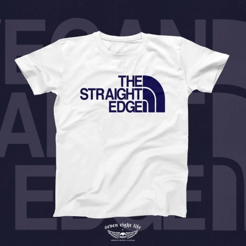 CAMISETA THE STRAIGHT EDGE - CAMISETA BRANCO/AZUL MARINHO