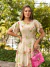 Vestido Midi Com Saia Três Marias e Manga Curta - REF: Eliana na internet