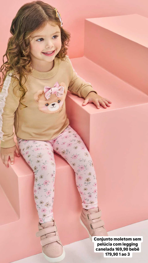 BLUSAO ML E LEGGING BEGE CLARO - KUKIE - comprar online