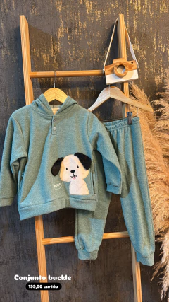 CONJUNTO BUCKLE COM CAPUZ AZUL CACHORRO - Pedro e Pedrita Store