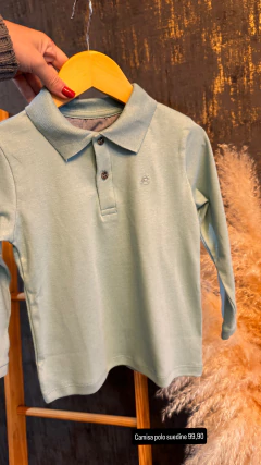 CAMISA POLO MANGA LONGA EM SUEDINE AZUL AQUIFER - UP BABY - comprar online